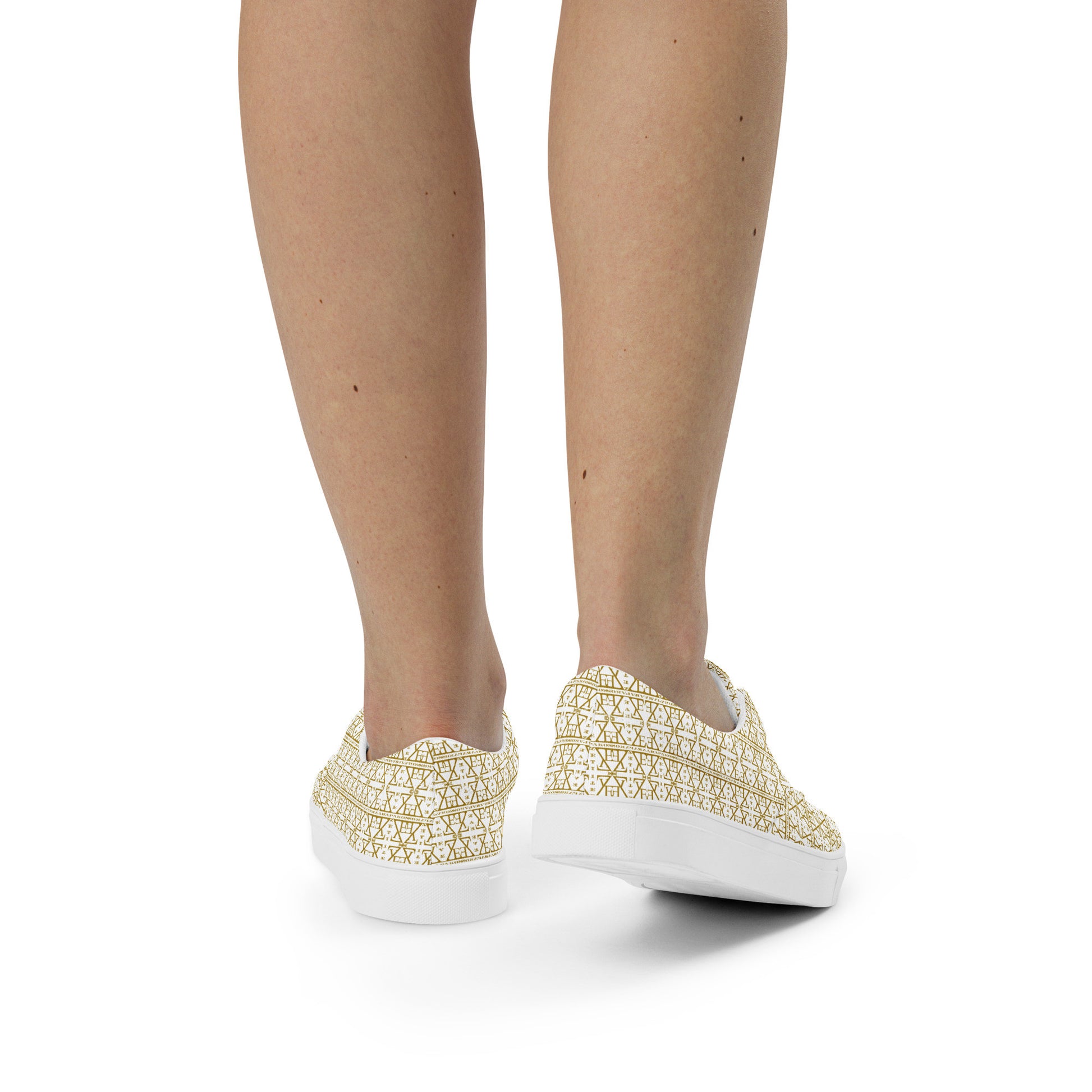 White Women's Lace-Up Shoes Waterproof Canvas with Anatomical Sole-19