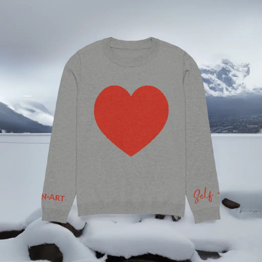 Heart - Knitted crew neck sweater GREY | crew neck knitted sweater-2
