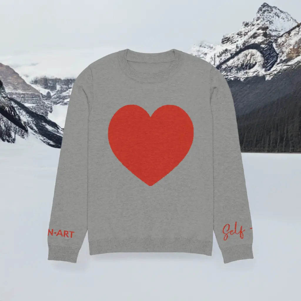 Heart - Knitted crew neck sweater GREY | crew neck knitted sweater-4