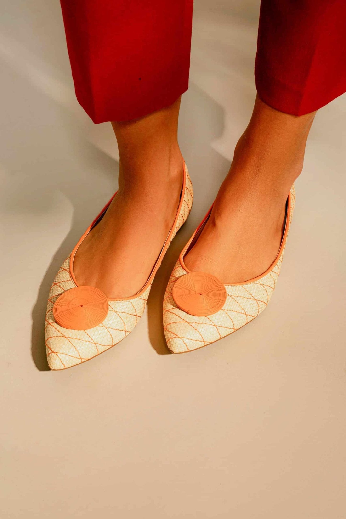 Corobá Raffia Leather Ballerinas-3