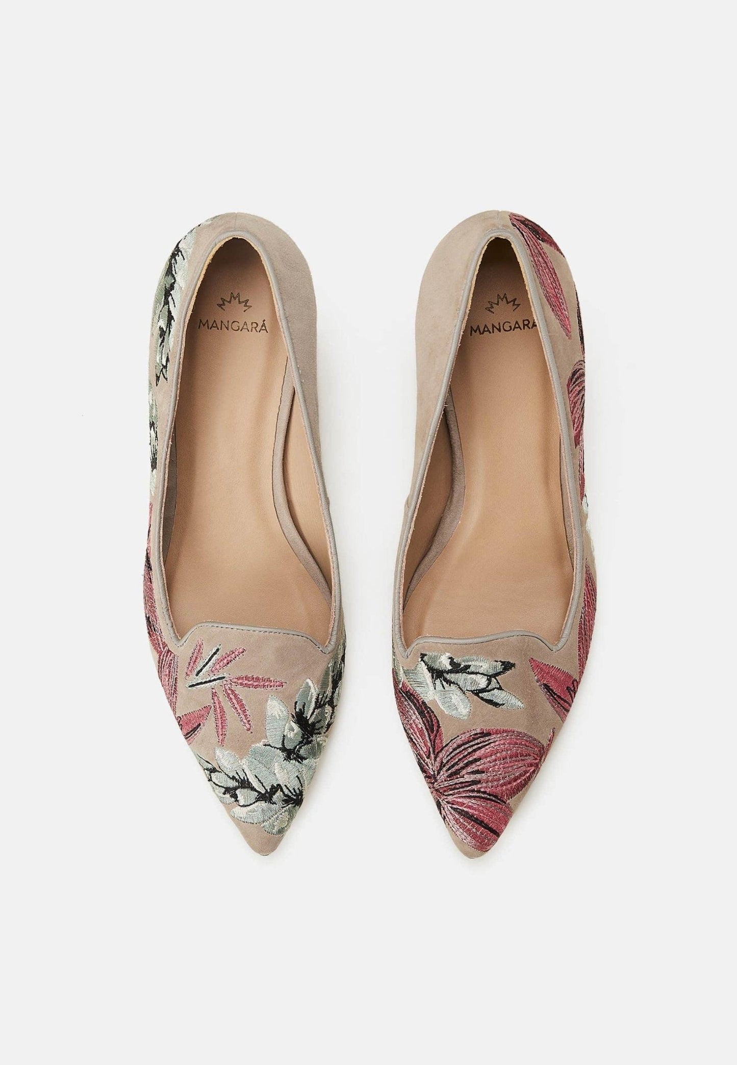 Mangará Atelier pumps til kvinder – grå ruskind med broderi