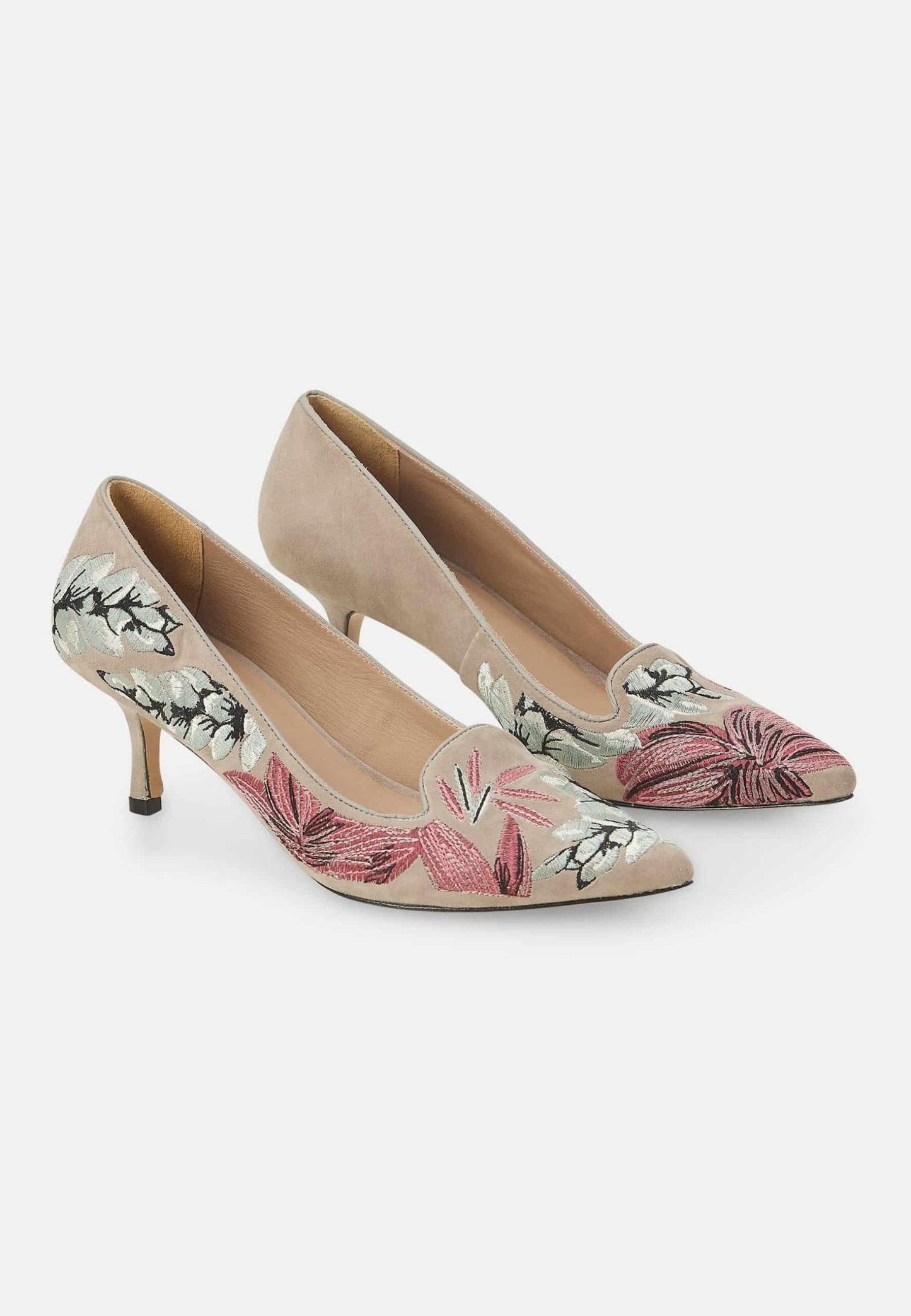 Mangará Atelier pumps til kvinder – grå ruskind med broderi