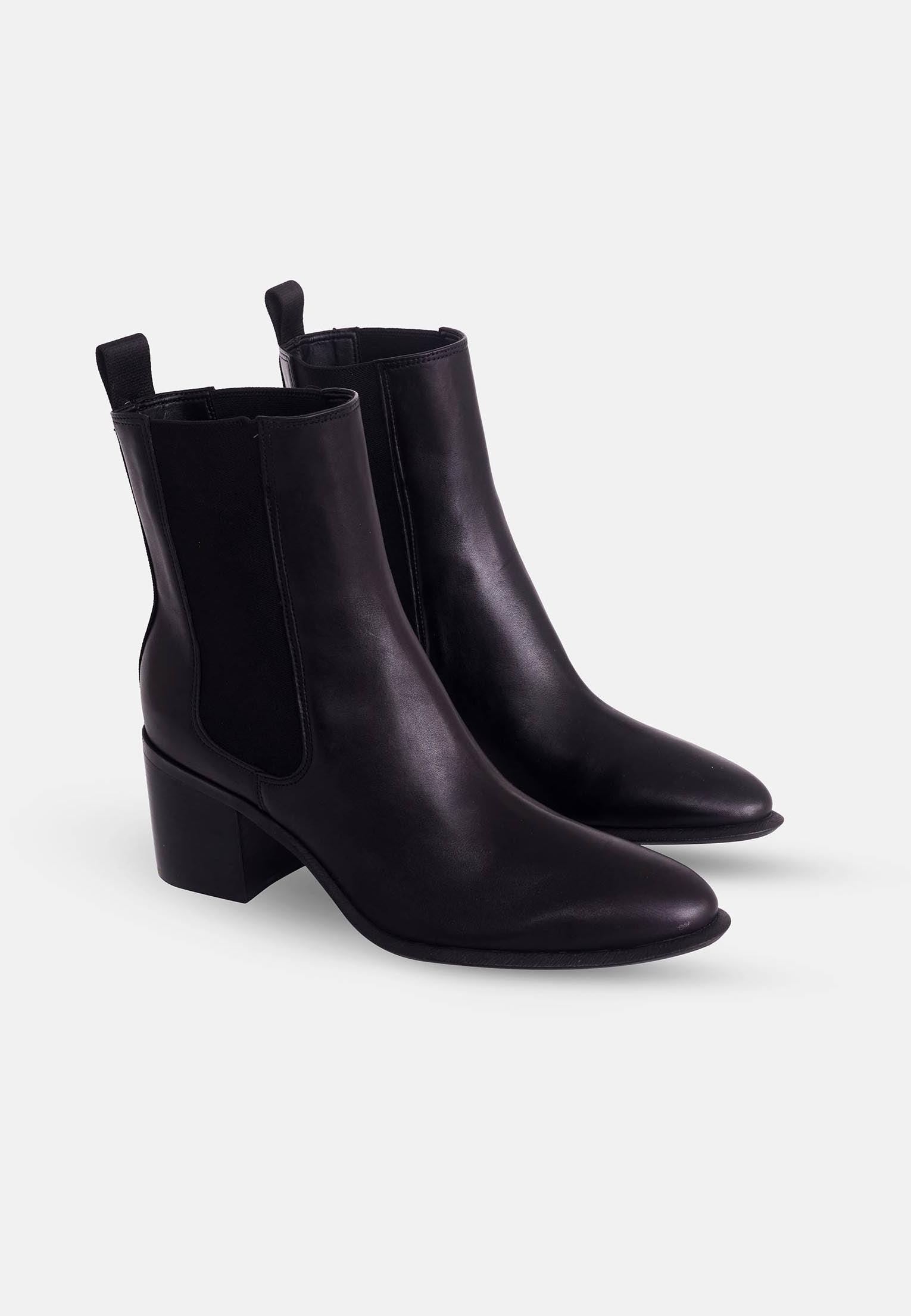 Canna Black Leather Chelsea Ankle Boots – 6.5cm Block Heel-1