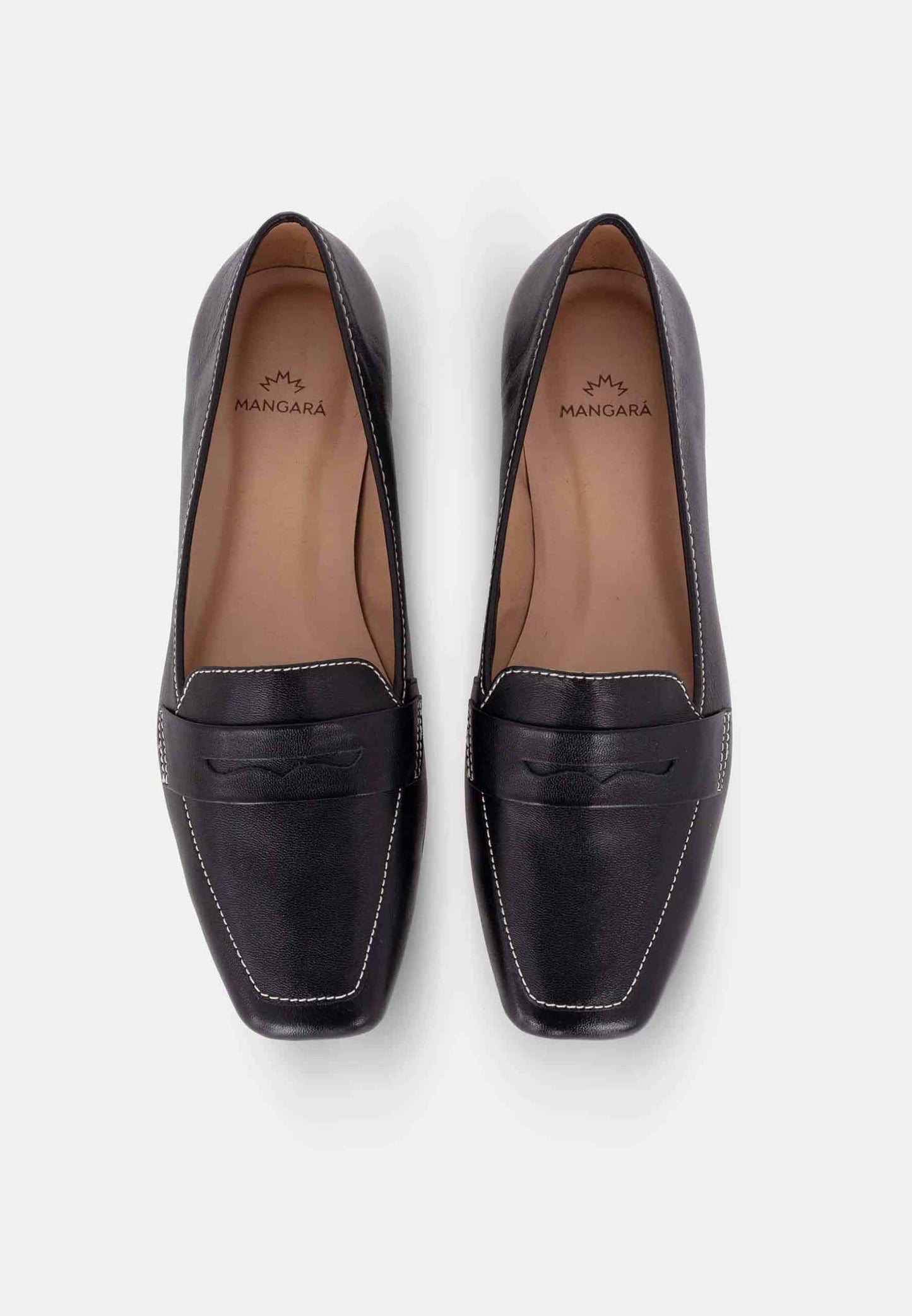 Cipó Black Leather Square-Toe Loafers – Flat-2