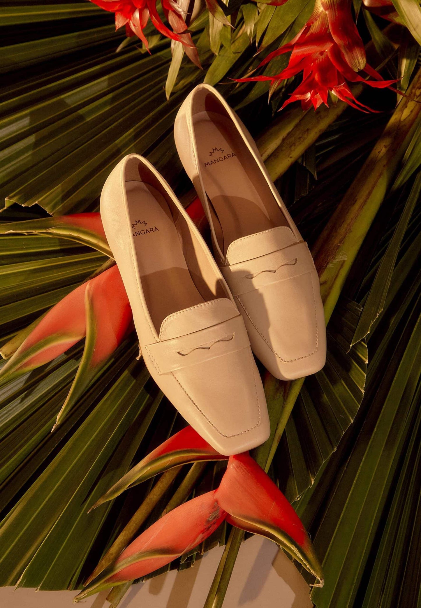 Mangará Atelier loafers til kvinder – beige med firkantet tå
