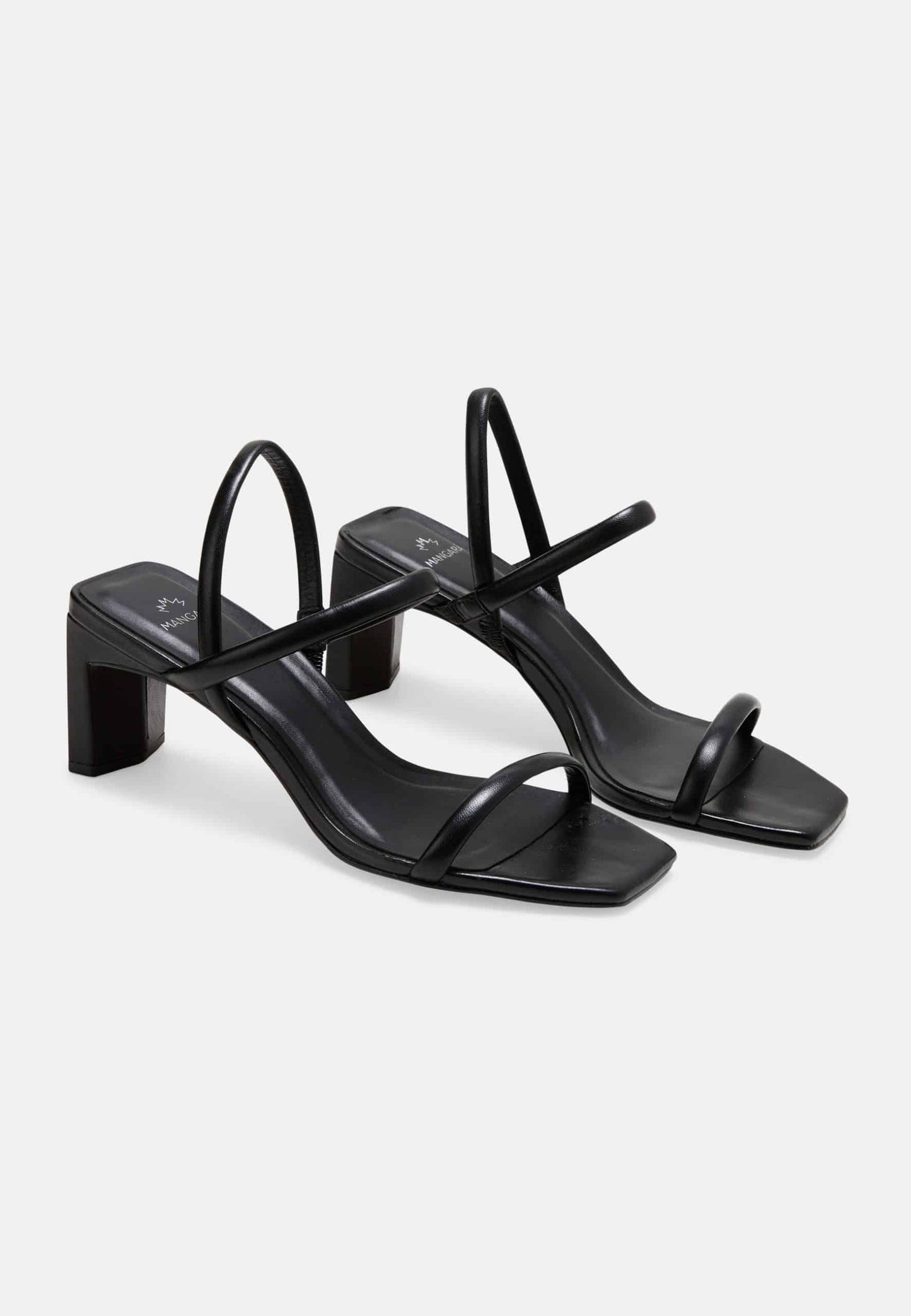 Palmito Goat Black Leather Sandals – 6.5cm Block Heel Open Toe