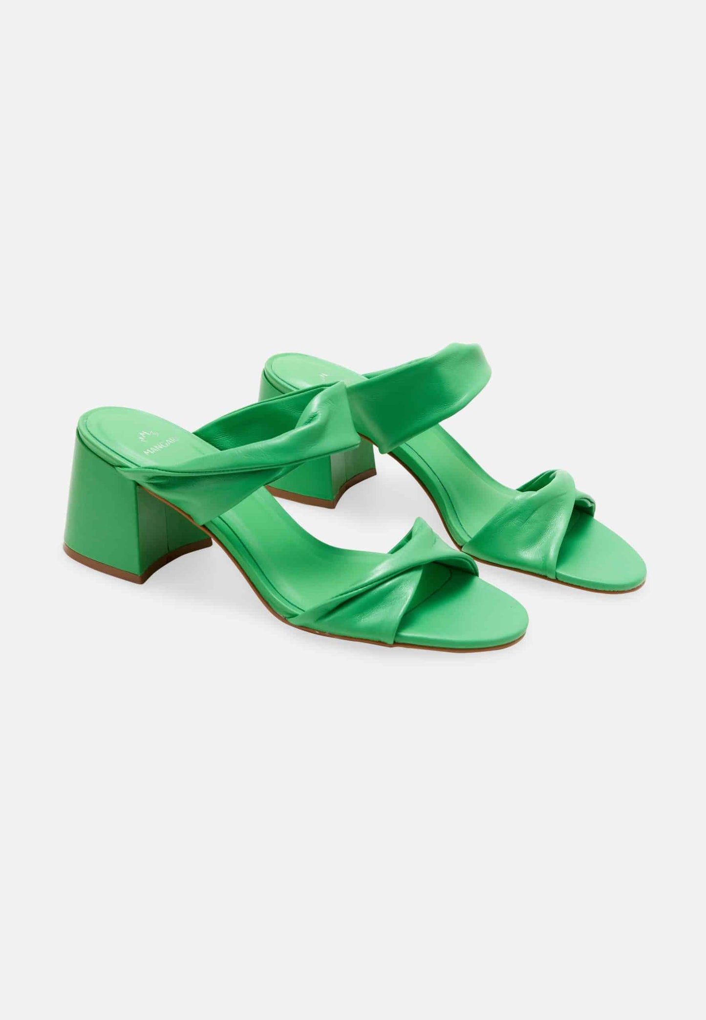 Xaxim Goat Green Leather Mules – 6.5cm Block Heel Slip-On-1