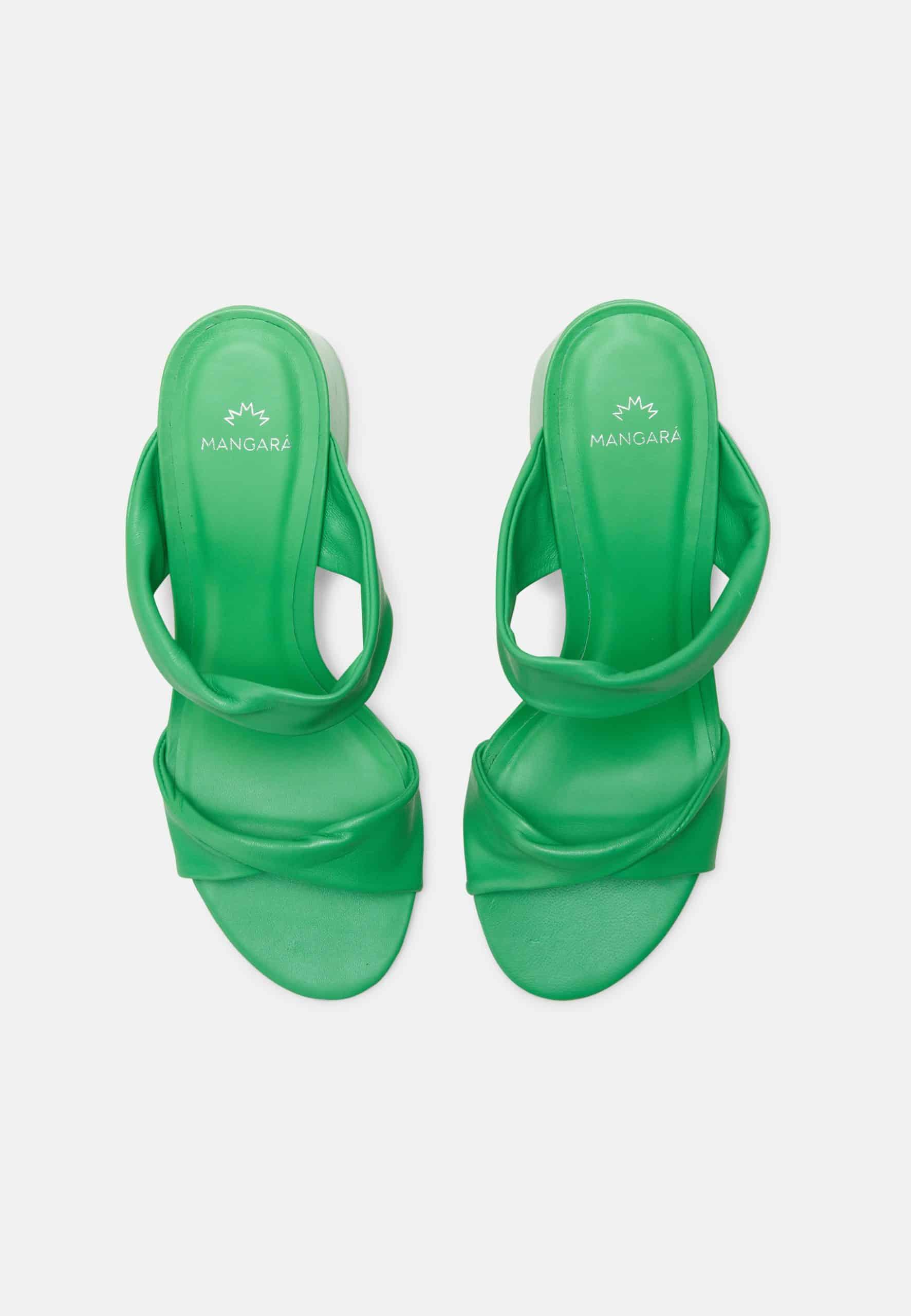 Xaxim Goat Green Leather Mules – 6.5cm Block Heel Slip-On-2