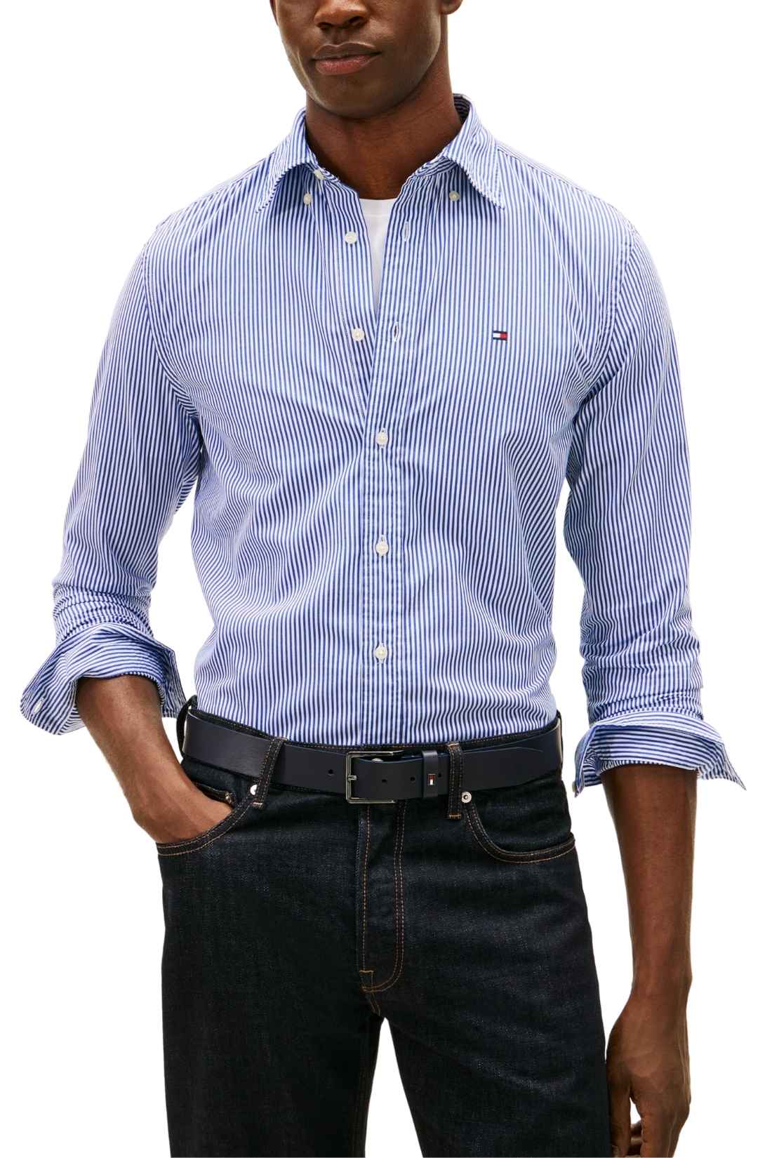 TOMMY HILFIGER - Men's poplin TH Flex shirt  - Size L-0
