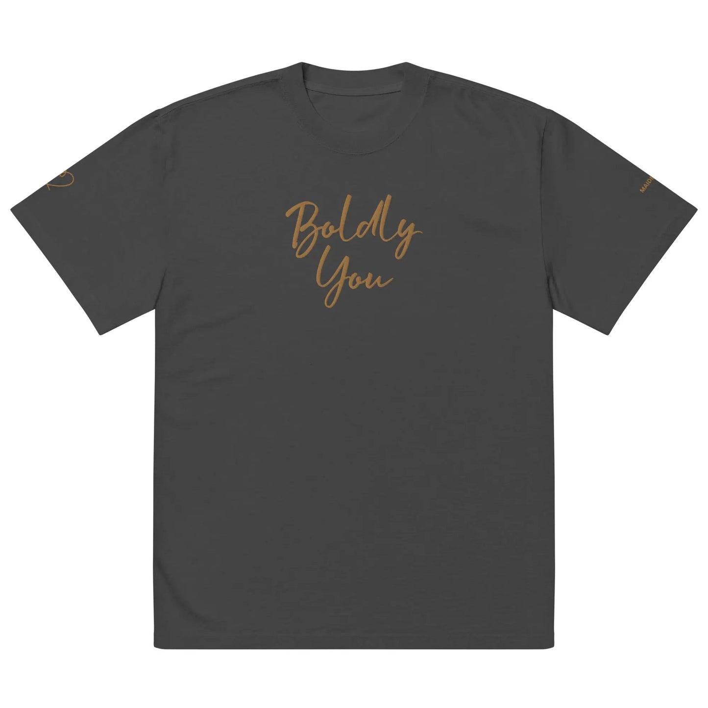 Boldly You Oversized faded t-shirt with Old Gold Embroidery | Oversized T-shirt-2