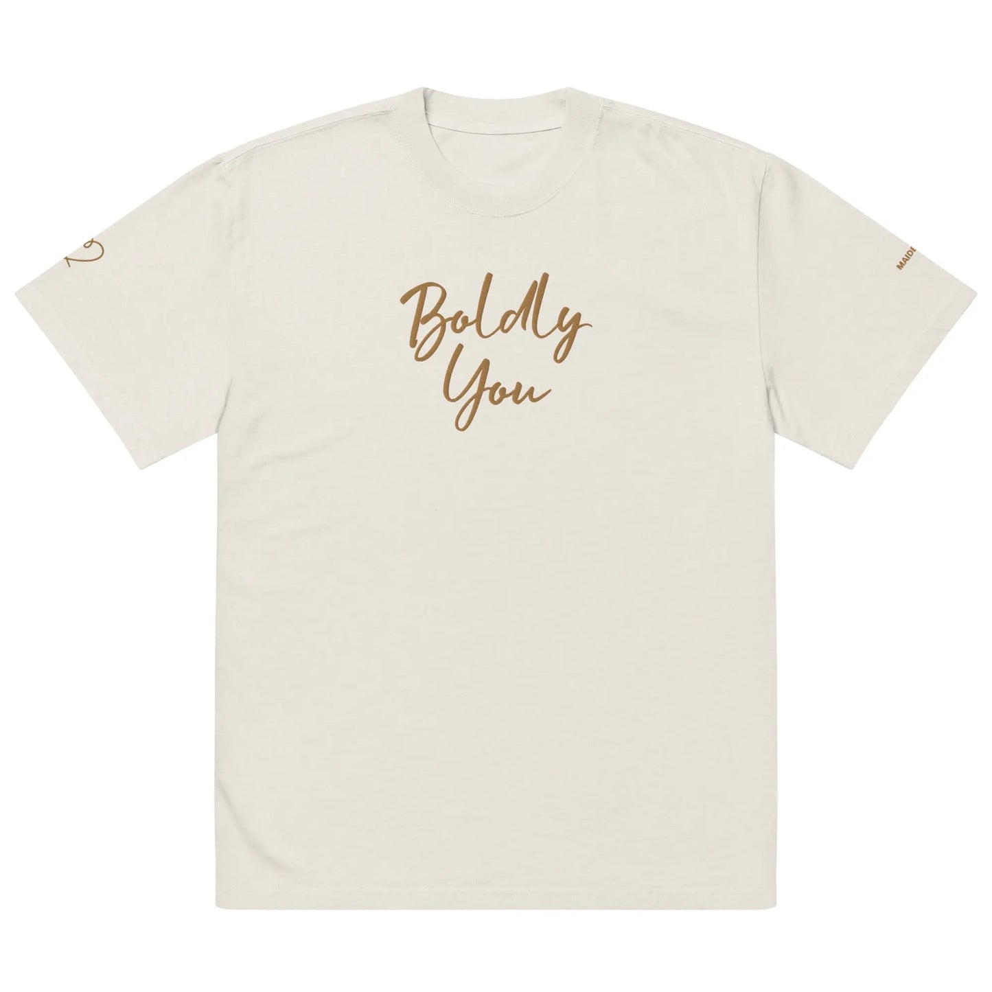 Boldly You Oversized faded t-shirt with Old Gold Embroidery | Oversized T-shirt-4