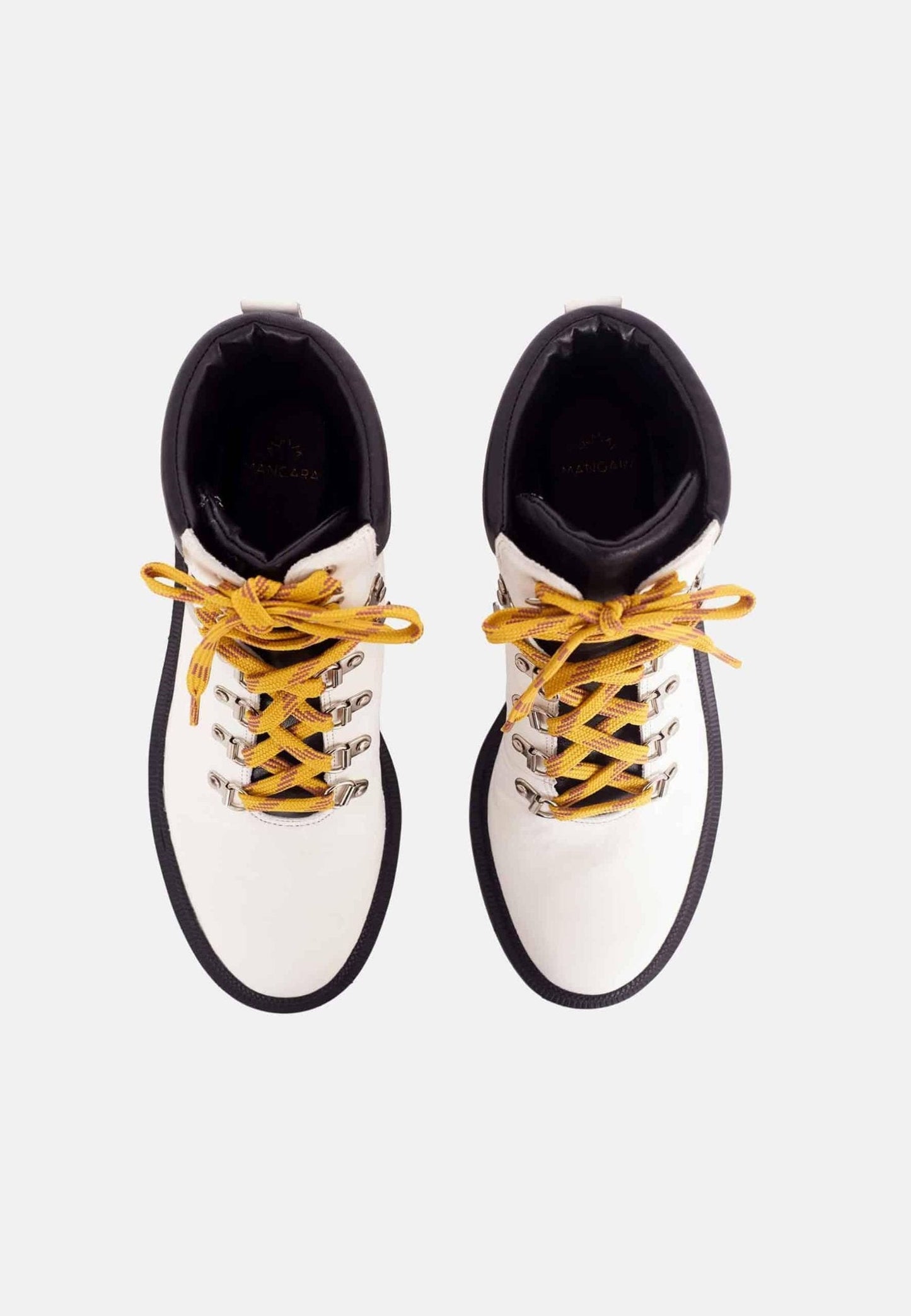 Vriesea White Leather Combat Boots – 9cm Block Heel