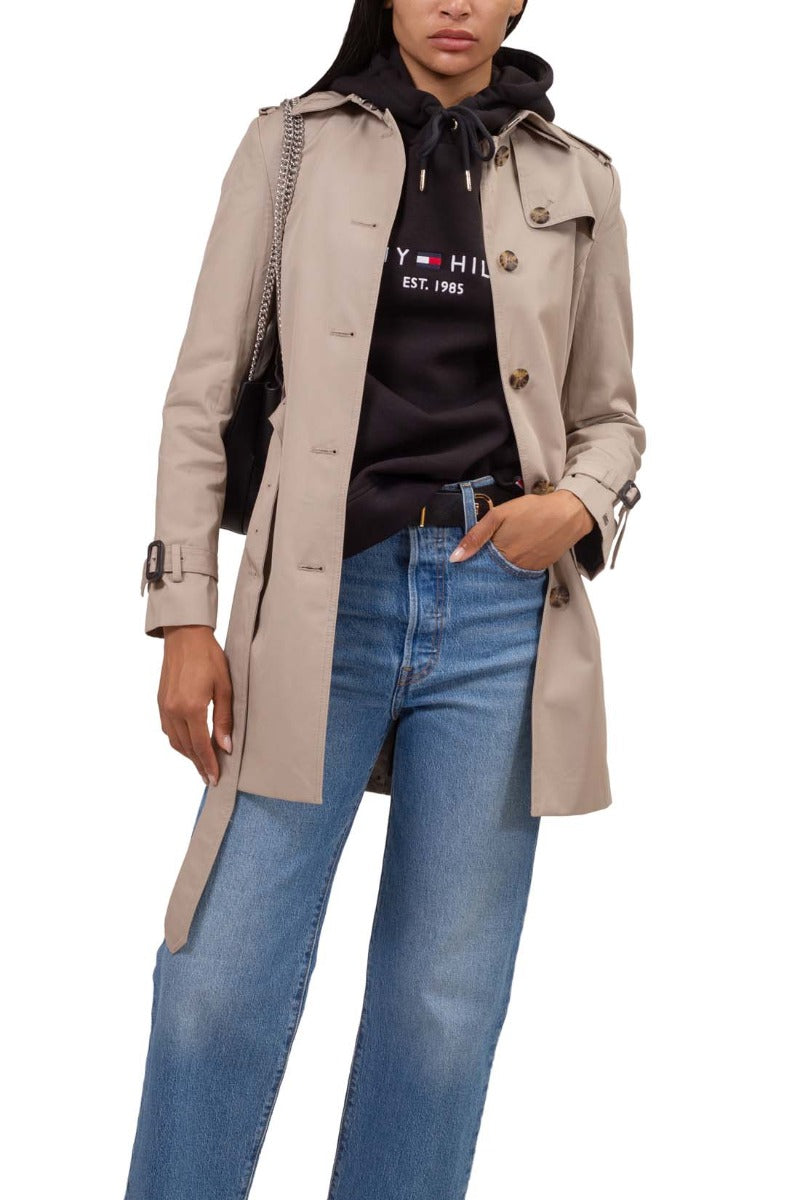 TOMMY HILFIGER - Women's winter hoodie with linear logo  - Size L-1