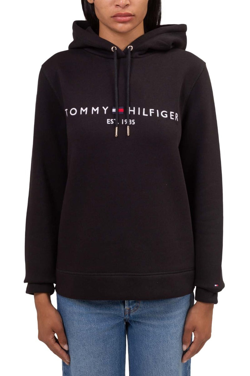 TOMMY HILFIGER - Women's winter hoodie with linear logo  - Size L-0