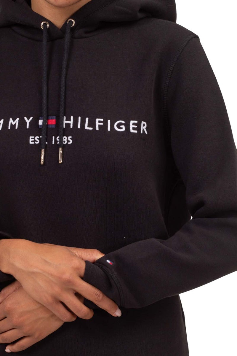 TOMMY HILFIGER - Women's winter hoodie with linear logo  - Size L-3