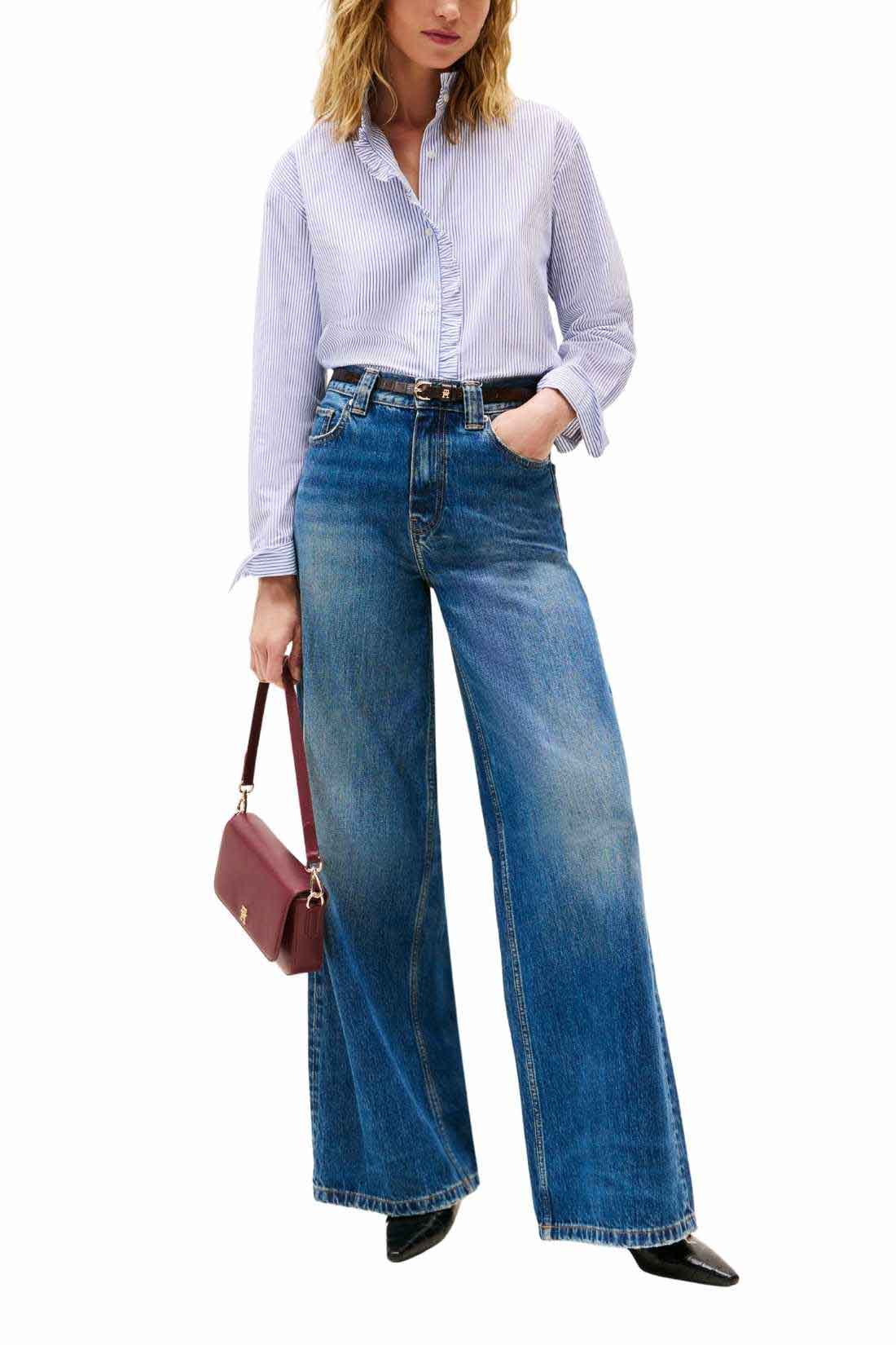 TOMMY HILFIGER - Women's relaxed poplin shirt with ruffles-1