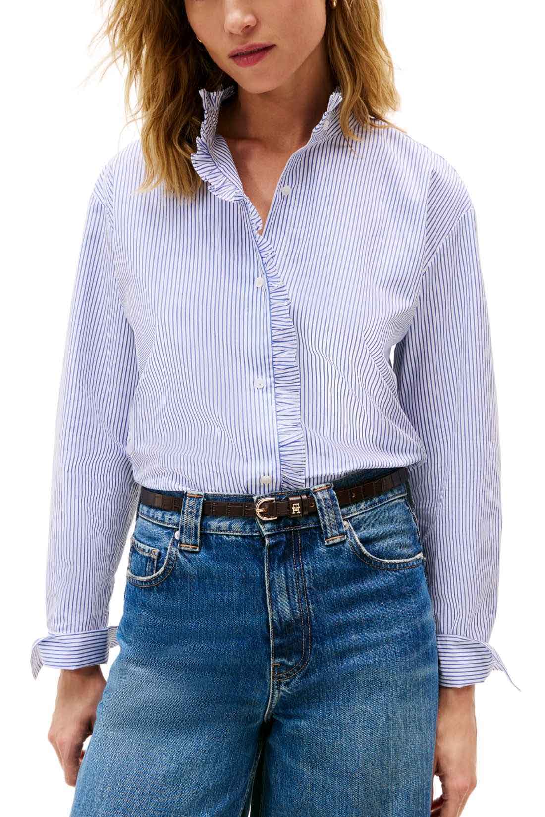 TOMMY HILFIGER - Women's relaxed poplin shirt with ruffles-0