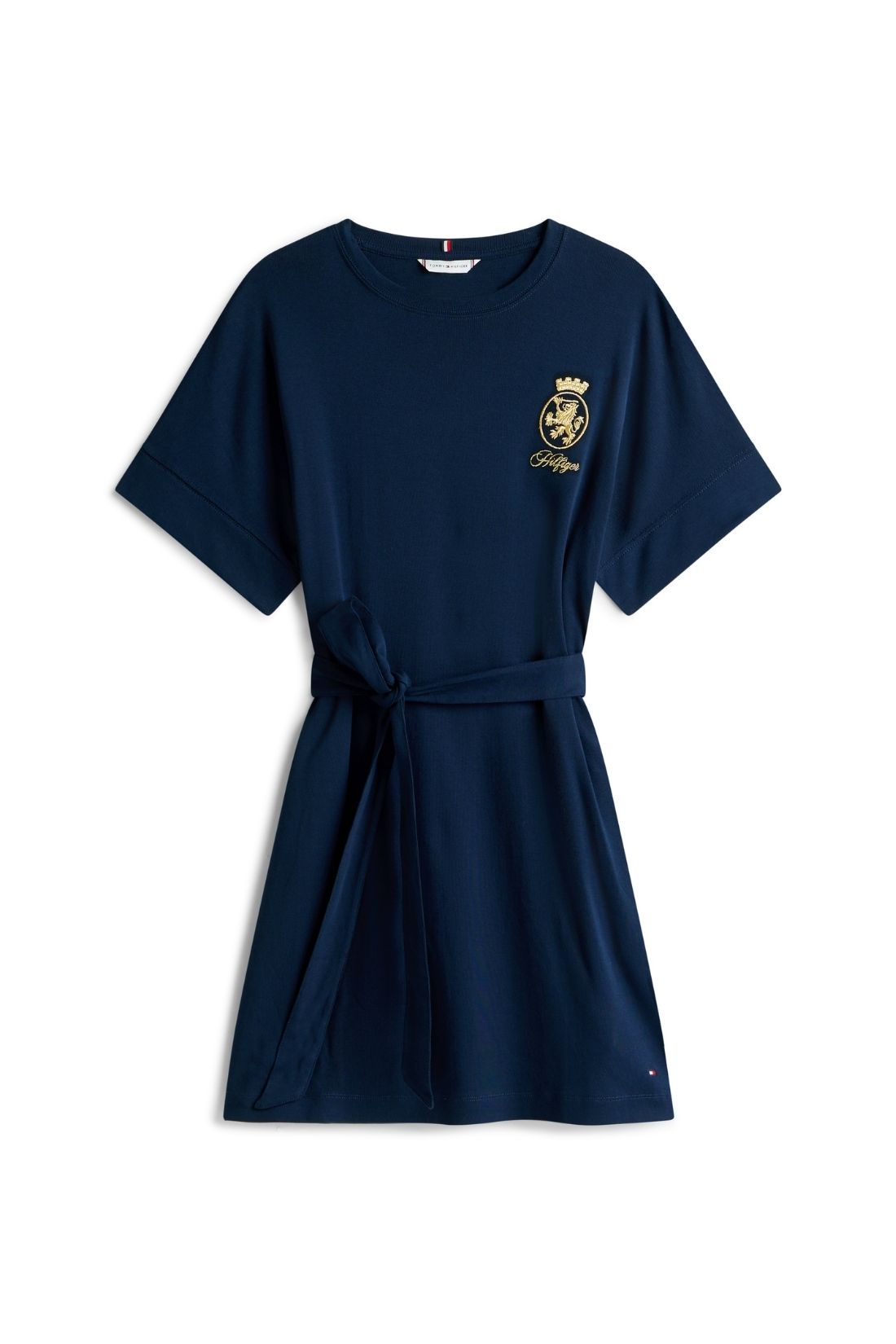 TOMMY HILFIGER - Women's belted tee dress with gold logo embroidery-1