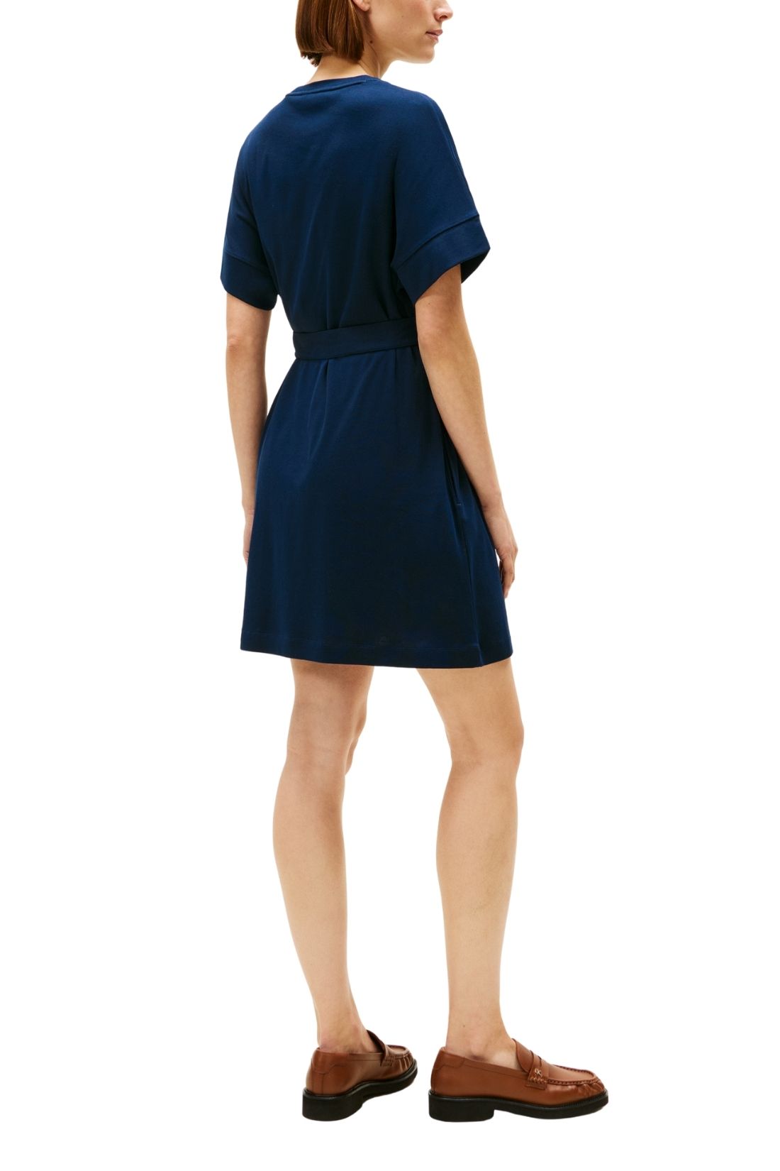 TOMMY HILFIGER - Women's belted tee dress with gold logo embroidery-2